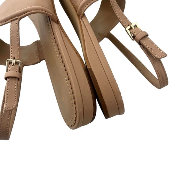 Kate Spade Kendra Leather tong sandals Light Fawn Sz 9 Minimalist Chic Quiet Lux - Picture 10 of 11